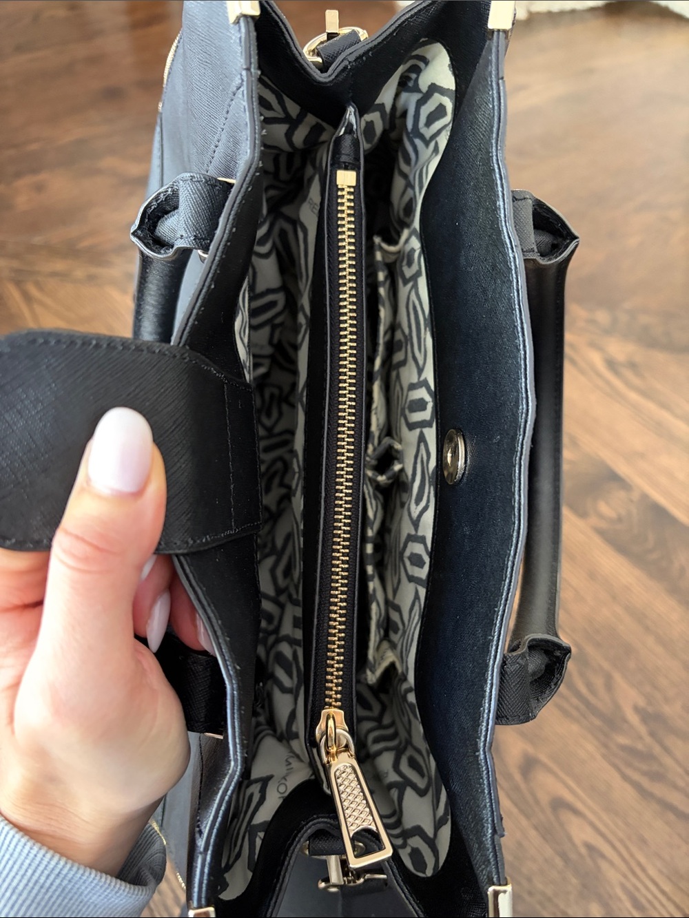 Rebecca Minkoff Black Satchel with Gold Corner Accents - Picture 10 of 10